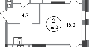 2-к. квартира, 59&nbsp;м²