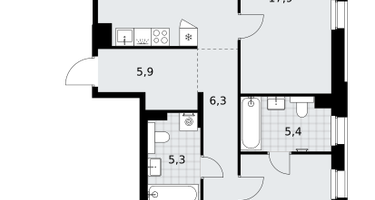 3-к. квартира, 103&nbsp;м²