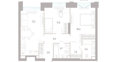 2-к. квартира, 63&nbsp;м²