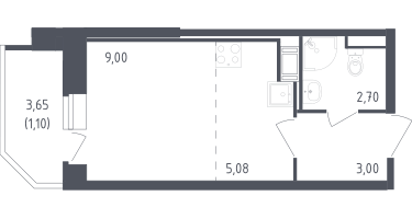 Студия, 20&nbsp;м²