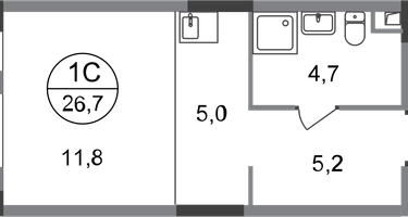 Студия, 26&nbsp;м²