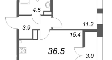 Студия, 36&nbsp;м²