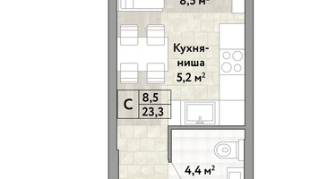 Студия, 23&nbsp;м²