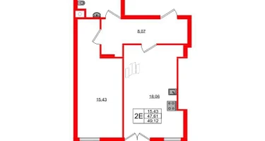 1-к. квартира, 49&nbsp;м²