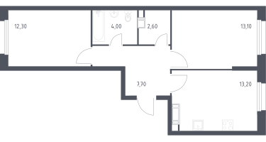2-к. квартира, 52&nbsp;м²