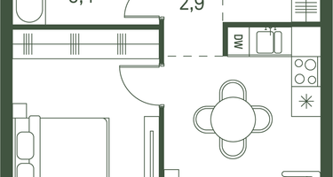 1-к. квартира, 42 м²