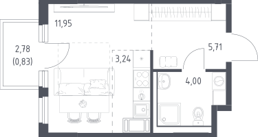 Студия, 25&nbsp;м²
