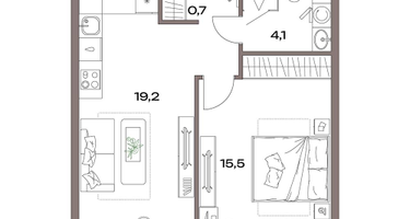 2-к. квартира, 43&nbsp;м²