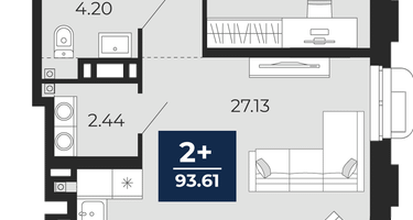 2-к. квартира, 76&nbsp;м²