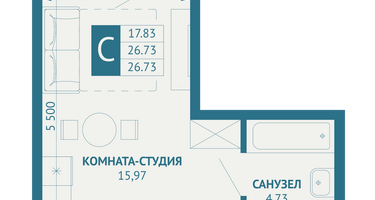 Студия, 28&nbsp;м²