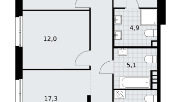 4-к. квартира, 104 м²