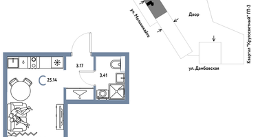 Студия, 25 м²