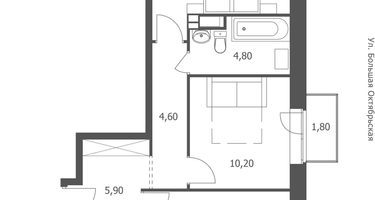 2-к. квартира, 56&nbsp;м²