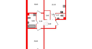2-к. квартира, 78&nbsp;м²