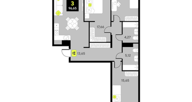 3-к. квартира, 88&nbsp;м²