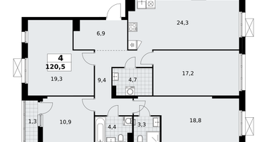4-к. квартира, 120&nbsp;м²