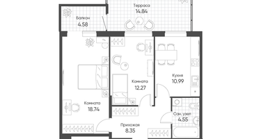 2-к. квартира, 60&nbsp;м²