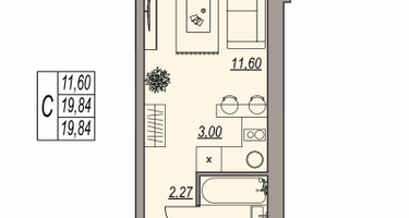 Студия, 19 м²