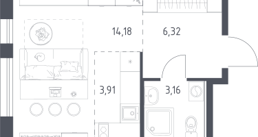 Студия, 27&nbsp;м²