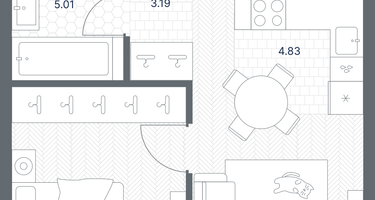 1-к. квартира, 42&nbsp;м²