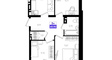 3-к. квартира, 60&nbsp;м²