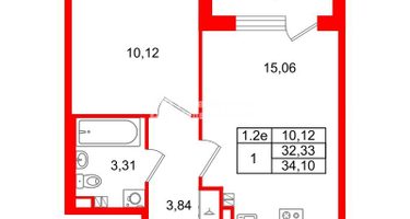 1-к. квартира, 32 м²