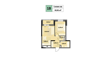 1-к. квартира, 45&nbsp;м²