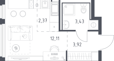 Студия, 21&nbsp;м²