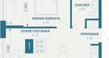 1-к. квартира, 40&nbsp;м²