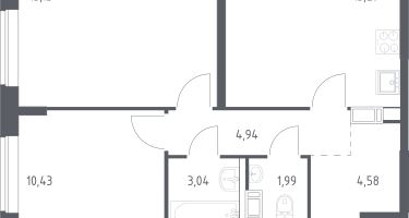2-к. квартира, 52&nbsp;м²