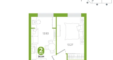 2-к. квартира, 36&nbsp;м²