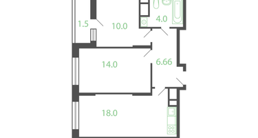 2-к. квартира, 54&nbsp;м²