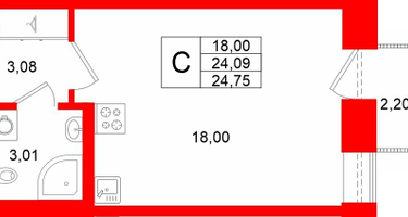 Студия, 24&nbsp;м²