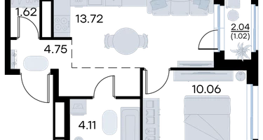 1-к. квартира, 35 м²