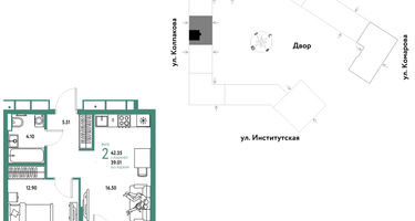 Студия, 42&nbsp;м²