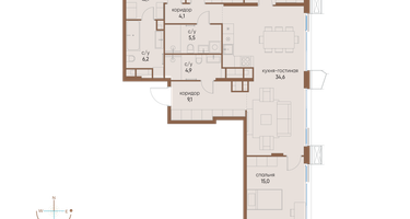4-к. квартира, 124 м²
