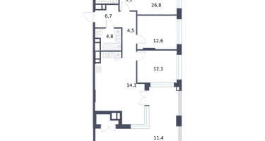 3-к. квартира, 102 м²