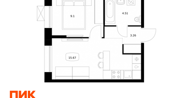 1-к. квартира, 32&nbsp;м²