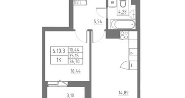 Студия, 36&nbsp;м²