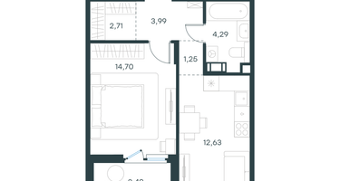 1-к. квартира, 42&nbsp;м²