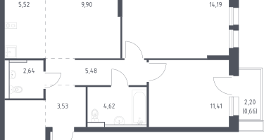 Студия, 62&nbsp;м²