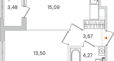 1-к. квартира, 38&nbsp;м²