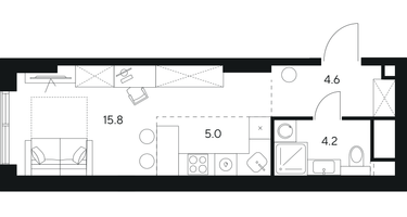 Студия, 29 м²