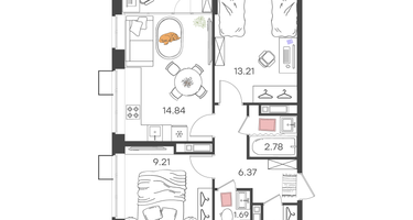 Студия, 54&nbsp;м²