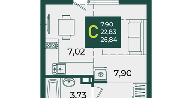 Студия, 28&nbsp;м²