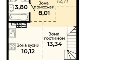 1-к. квартира, 49&nbsp;м²