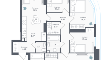 4-к. квартира, 110 м²