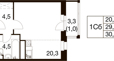 Студия, 28&nbsp;м²