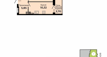 1-к. квартира, 36&nbsp;м²
