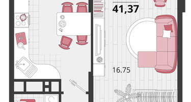 1-к. квартира, 41&nbsp;м²